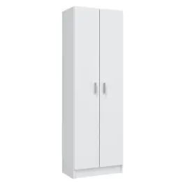 Armario auxiliar blanco de melamina con 2 puertas y 5 estantes regulables 007146O - Estancias