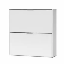 Zapatero abatible blanco de melamina de 2 puertas acabado blanco 007873O - Muebles