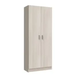 Armario escobero de melamina roble con dos puertas y dos estantes ajustables 007142R - Muebles