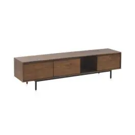 Mueble de televisión de 3 puertas lisas de madera de mango natural con patas de metal GABAR 10822 - Muebles