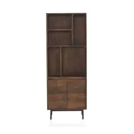 Librería de 2 Puertas en Madera de Mango Natural con Patas de Metal GABAR 10823 - Estancias