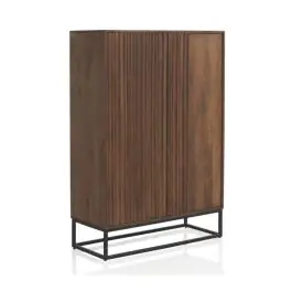 Aparador de mango macizo de 2 puertas con acabado natural GABAR 10817 - Muebles