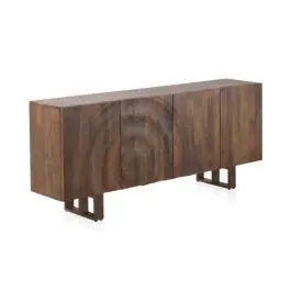 Aparador en acabado natural en madera de mango con puertas de ondas y patas de madera GABAR 11036 - Muebles
