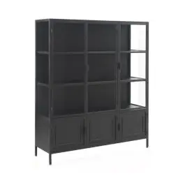 Vitrina negra de metal y cristal GABAR 10866 - Muebles