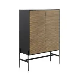 Vitrina negra chapada en fresno con 2 puertas de madera natural GABAR 10974 - Muebles