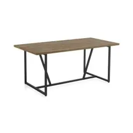 Mesa rectangular de metal con sobre de madera maciza color natural GABAR 10963 - Muebles