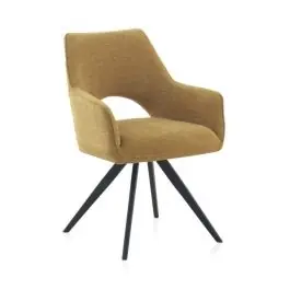 Sillón tapizado en color mostaza con patas metálicas negras GABAR 11059/1 - Sillas