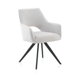 Sillón tapizado en color beige con patas metálicas negras GABAR 11058/1 - Sillas