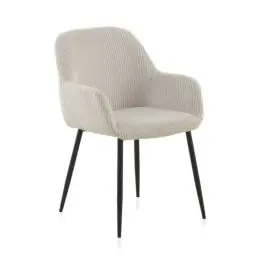 Sillón de pana blanca con patas de metal negras GABAR 11060/1 - Sillas
