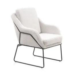 Sillón blanco tapizado con patas metálicas negras GABAR 10779 - Sillas