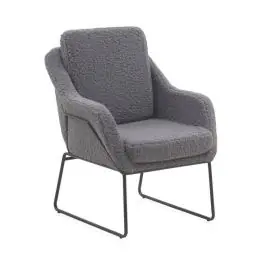 Sillón gris tapizado con patas metálicas negras GABAR 10780 - Sillas