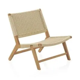 Sillón de madera de haya con acabado natural y asiento y respaldo trenzados GABAR 10874 - Sillas