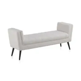 Banqueta blanca tapizada con patas de madera negras GABAR 10880 - Estancias