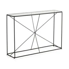 Consola de tubos de metal en color negro con sobre rectangular de Cristal GABAR 10943 - Muebles