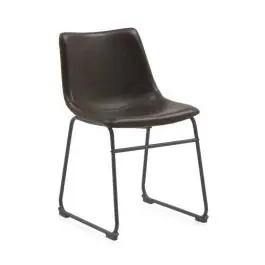 Silla tapizada en marrón con base de metal negra GABAR 10753/1 - Sillas