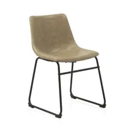 Silla tapizada en crema con base de metal negra GABAR 10752/1 - Sillas