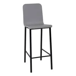 Taburete de Cocina de Metal en Negro con Asiento de Madera TEBA - Muebles