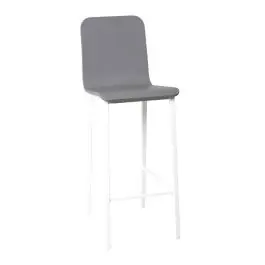Taburete de Cocina de Metal en Blanco con Asiento de Madera TEBA - Muebles