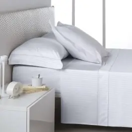 Juego de Sábanas de 180 cm de Satén Color Blanco ESTELIA 252437 - Textil Hogar