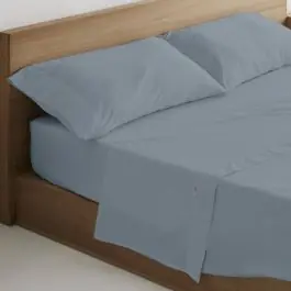 Juego de Sábanas para Camas de 135/140 cm Percal Color Acero ESTELIA 61770 - Textil Hogar