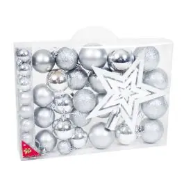 Set de 42 Bolas de Navidad en Color Plata