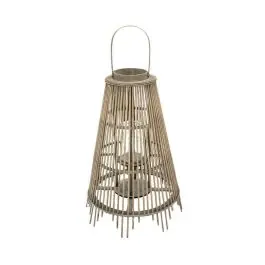 Farol de Madera de 53 cm Gris CONIC - Decoración