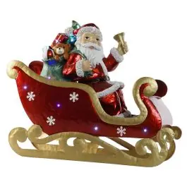 Trineo navideño de metal rojo de Papá Noel NV-214101