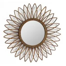 Espejo Decorativo de Ratán Circular de Fibras Naturales 11-144