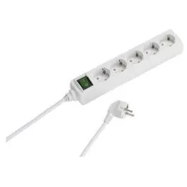 Regleta VIVANCO 5 Tomas con Interructor Blanco - 1.4 metros cable 27016