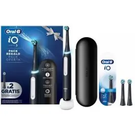 Cepillo Eléctrico Braun IO 3 Negro + Funda Viaje + 2 Recambios IO3NEGROPACK - Belleza y Salud