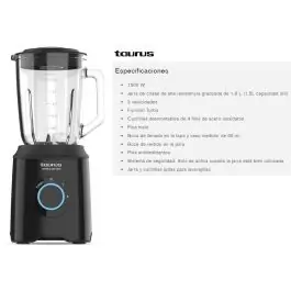 Batidora Taurus Prior Glass 1500W vaso cristal 1.5L pica hielo 912475000 - Pequeños Electrodomésticos