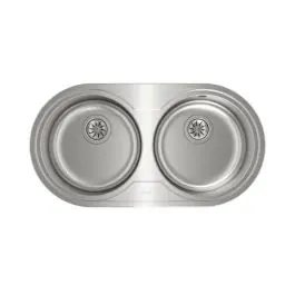 Fregadero circular encastrado con cubetas de 36 cm Sin Orificio TEKA DR-80 2C 10110006