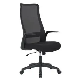 Silla de Oficina con Ruedas Tapizada en Tela y Rejilla Negra MAR - Sillas