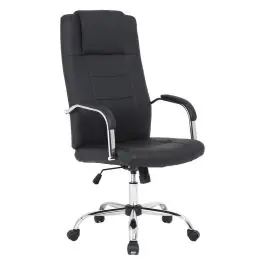 Silla de Oficina con Respaldo Alto Tapizada en Polipiel Negro LUPO - Sillas