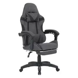 Silla Gaming Reclinable Tapizada en Poliester Gris y Negro URANO - Sillas