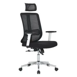 Silla de Oficina Ergonómica Tapizada en Rejilla Negra NEPTUNO - Sillas