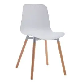 Silla Blanca de Polipropileno con Patas de Madera MIRIAM - Sillas