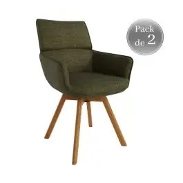 Juego de 2 Sillas Giratorias de 360° con Respaldo y Asiento Tapizados y Patas de Madera LIVERPOOL