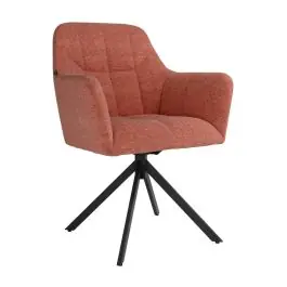 Silla Giratoria de 180° con Respaldo y Asiento Tapizados y Patas de Metal BÉRGAMO - Sillas