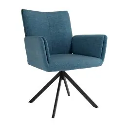 Silla Giratoria de 180° con Respaldo y Asiento Tapizados y Patas de Metal MODENA - Sillas