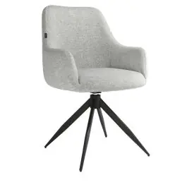 Silla Giratoria de 180° con Respaldo y Asiento Tapizados y Patas de Metal MONTREAL - Sillas