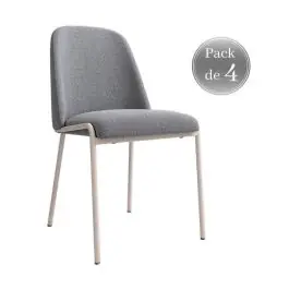 Pack de 4 Sillas de Comedor con Patas en Marfil Tapizado con Tela CALGARY