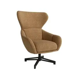 Butaca tapizada giratoria 360° con patas de metal negras ABELIA - Sillones