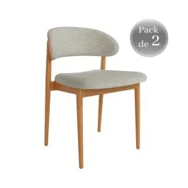 Juego de 2 sillas Tapizadas con Estructura de Madera Natural ARIEL