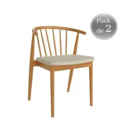 2 Sillas de Madera Natural Tapizadas KILI