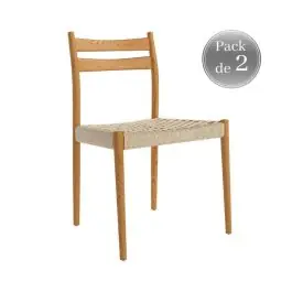 Juego de dos sillas con Asiento de Cuerda Natural y Estructura de Madera Roble Natural PRADO CG1918RC