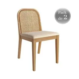 Juego 2 sillas con Asiento Tapizado Nácar y Madera color Natural TILIA CG2044FR