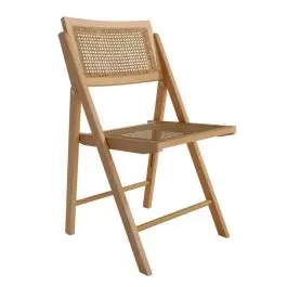 Silla Plegable con Asiento de Ratán y Estructura de Madera Natural BRUNA CG1928FR - Sillas