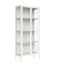 Vitrina de 2 Puertas de 80x185 cm Estructura de Metal Puertas de Cristal con Estantes Ajustables TITANIA - Muebles