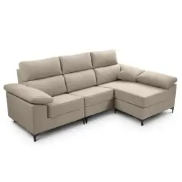 Sofá con Chaiselongue Reversible Tapizado en Tela Green DAMA - Sofás